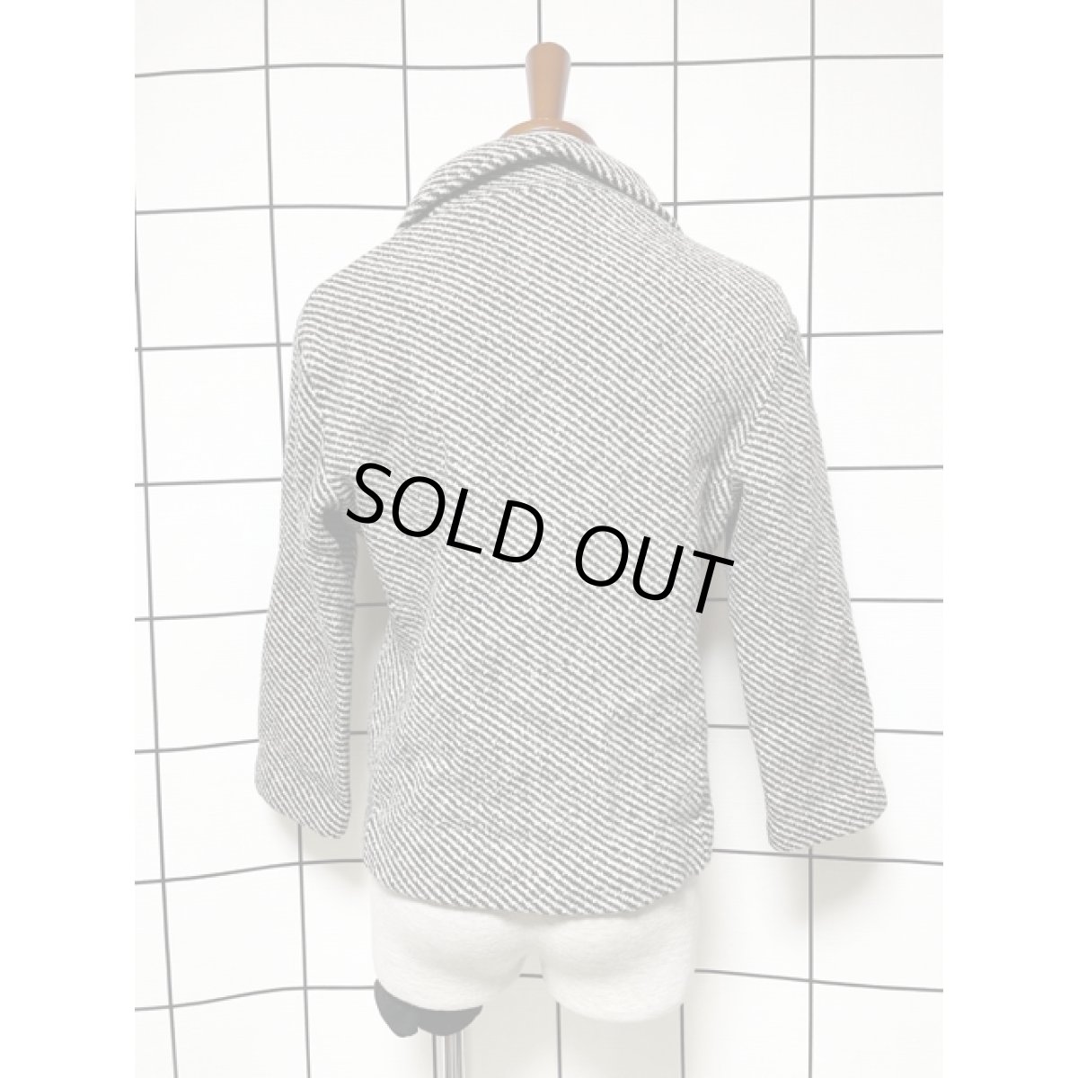 画像5: フランス製 斜めストライプ ホワイト ブラック レトロ ヨーロッパ古着 ヴィンテージジャケット (5)