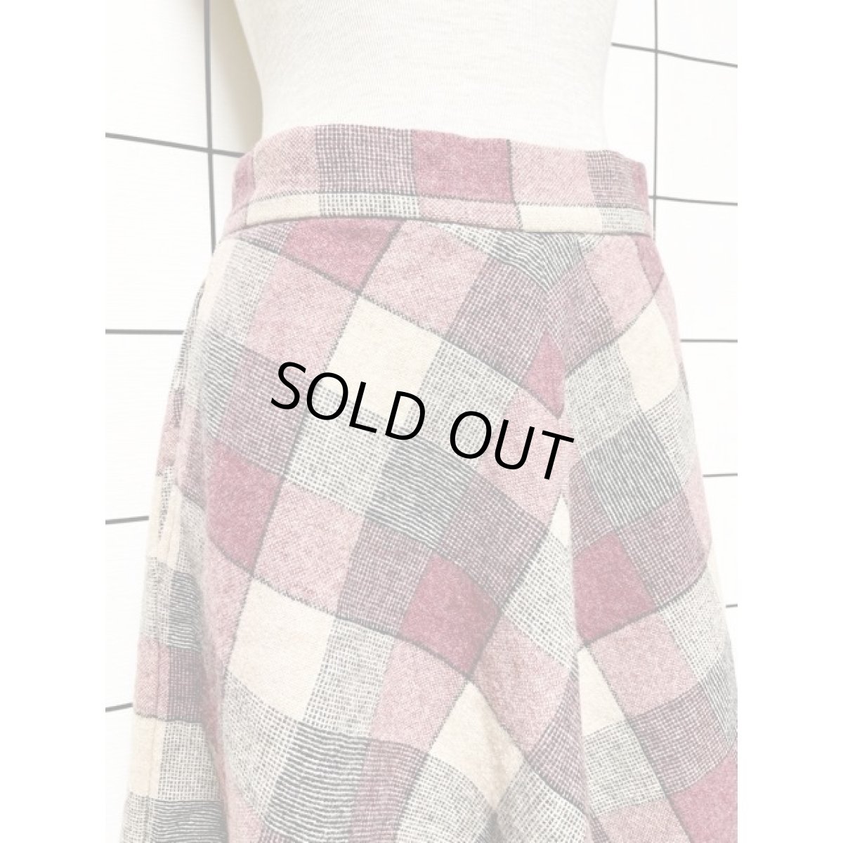 画像2: チェック柄 ウール レトロ USA古着 ヴィンテージスカート (2)