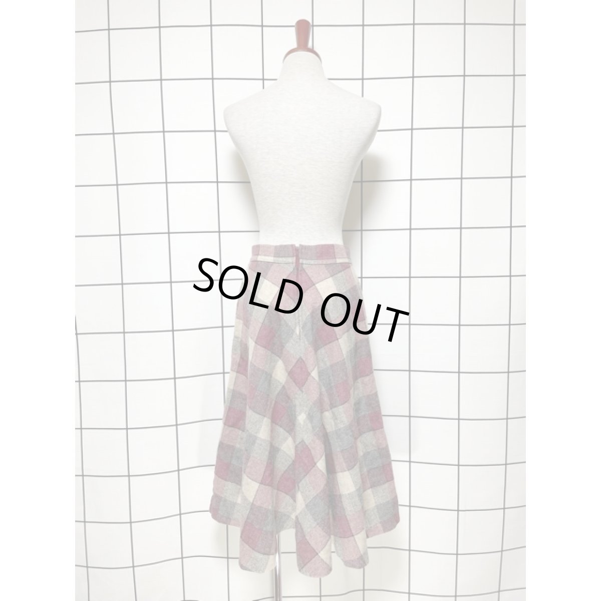 画像5: チェック柄 ウール レトロ USA古着 ヴィンテージスカート (5)