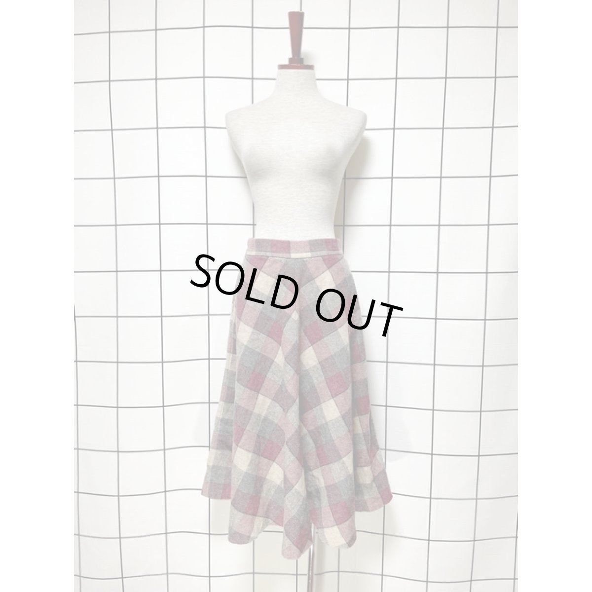 画像3: チェック柄 ウール レトロ USA古着 ヴィンテージスカート (3)