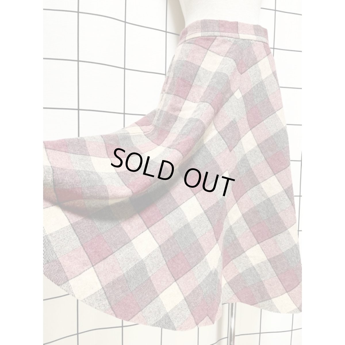 画像4: チェック柄 ウール レトロ USA古着 ヴィンテージスカート (4)