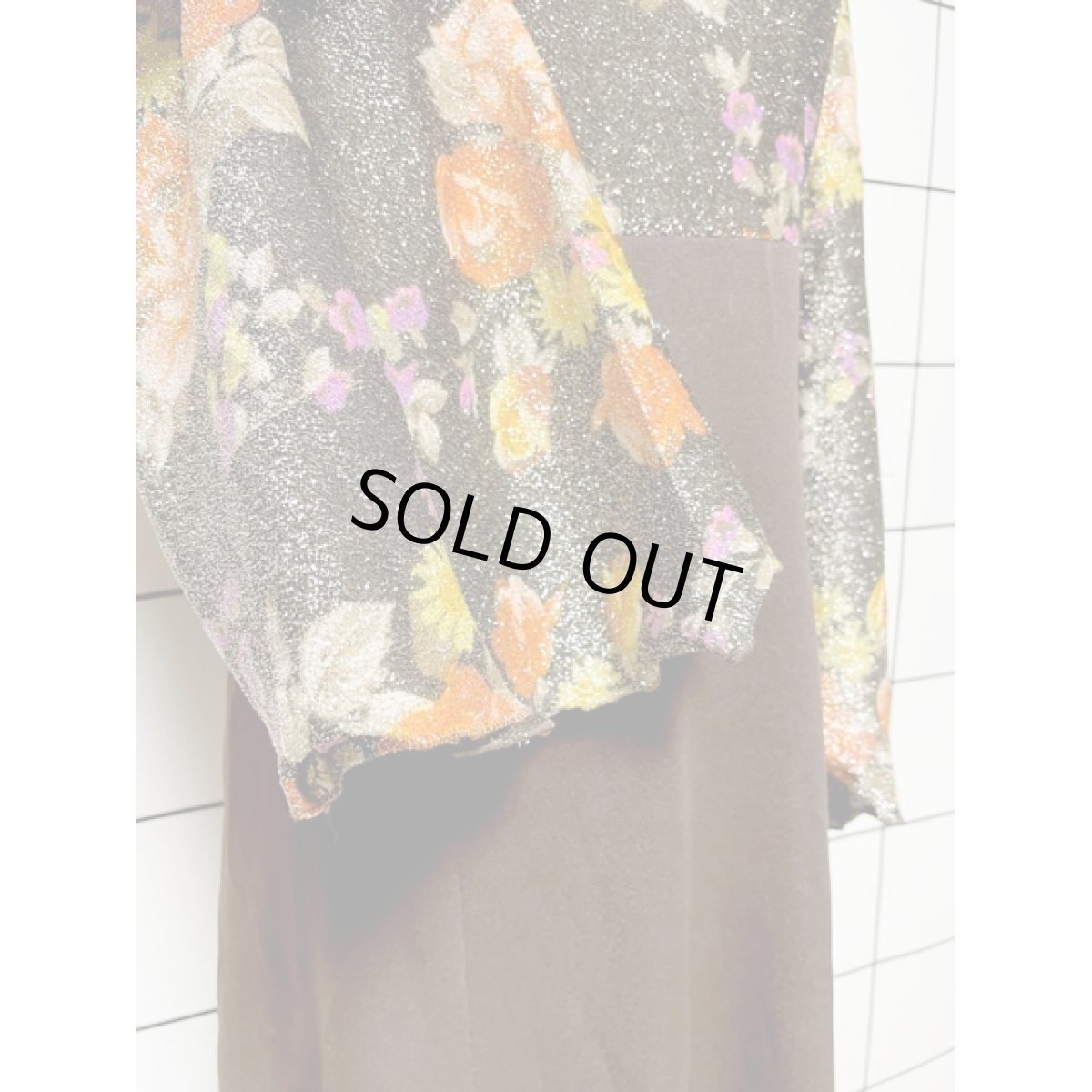 画像9: 花柄 ラメ織り 長袖 レトロ クラシカル ヨーロッパ古着 ヴィンテージドレス【V8184】 (9)