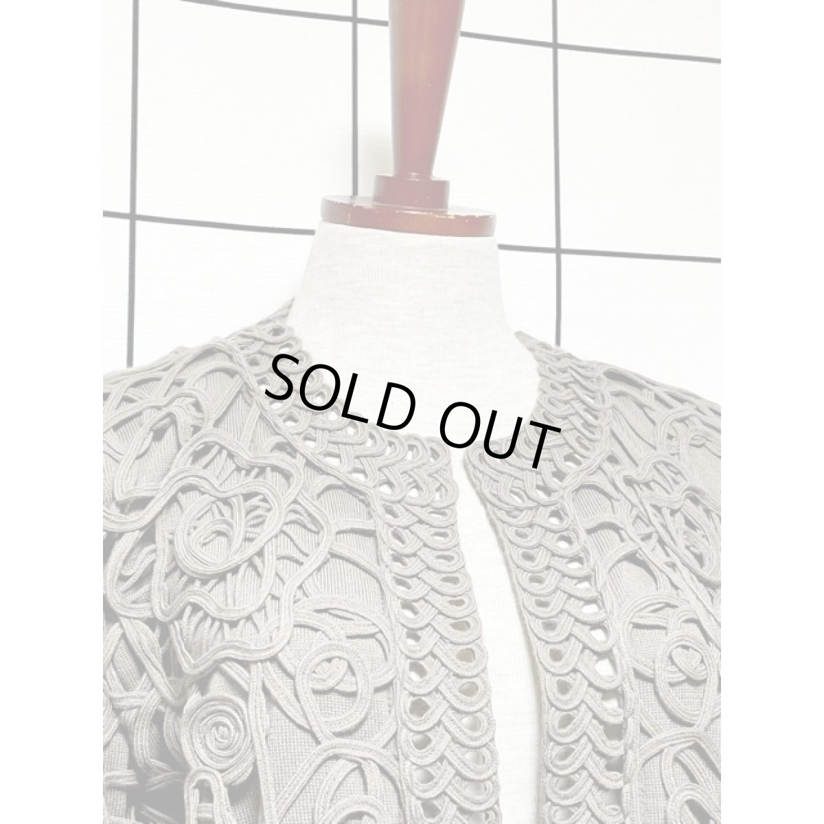 画像3: 透かし編みデザイン 前開き ウール 国産古着 レトロジャケット (3)