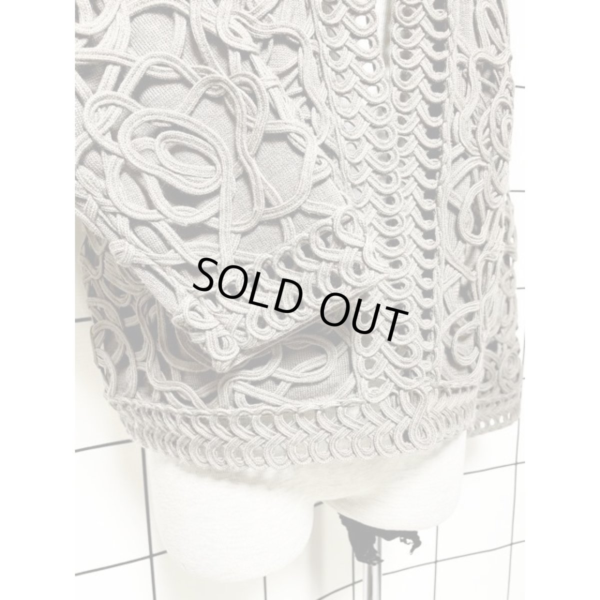 画像9: 透かし編みデザイン 前開き ウール 国産古着 レトロジャケット (9)