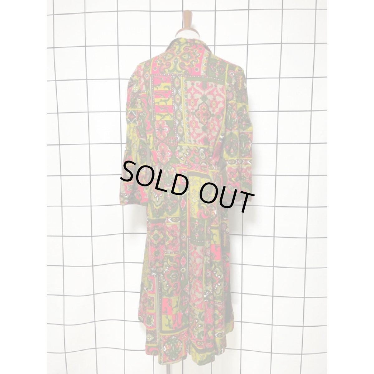 画像5: サイケ TALON 個性的 レトロ 長袖 USA古着 ヴィンテージワンピース【V8188】 (5)