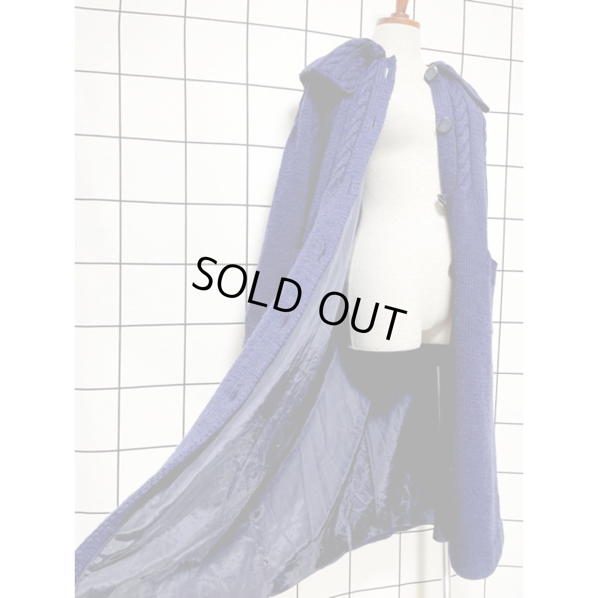 画像11: ニット ネイビー ビッグカラー シルエットが綺麗 レディース 古着 アウター (11)