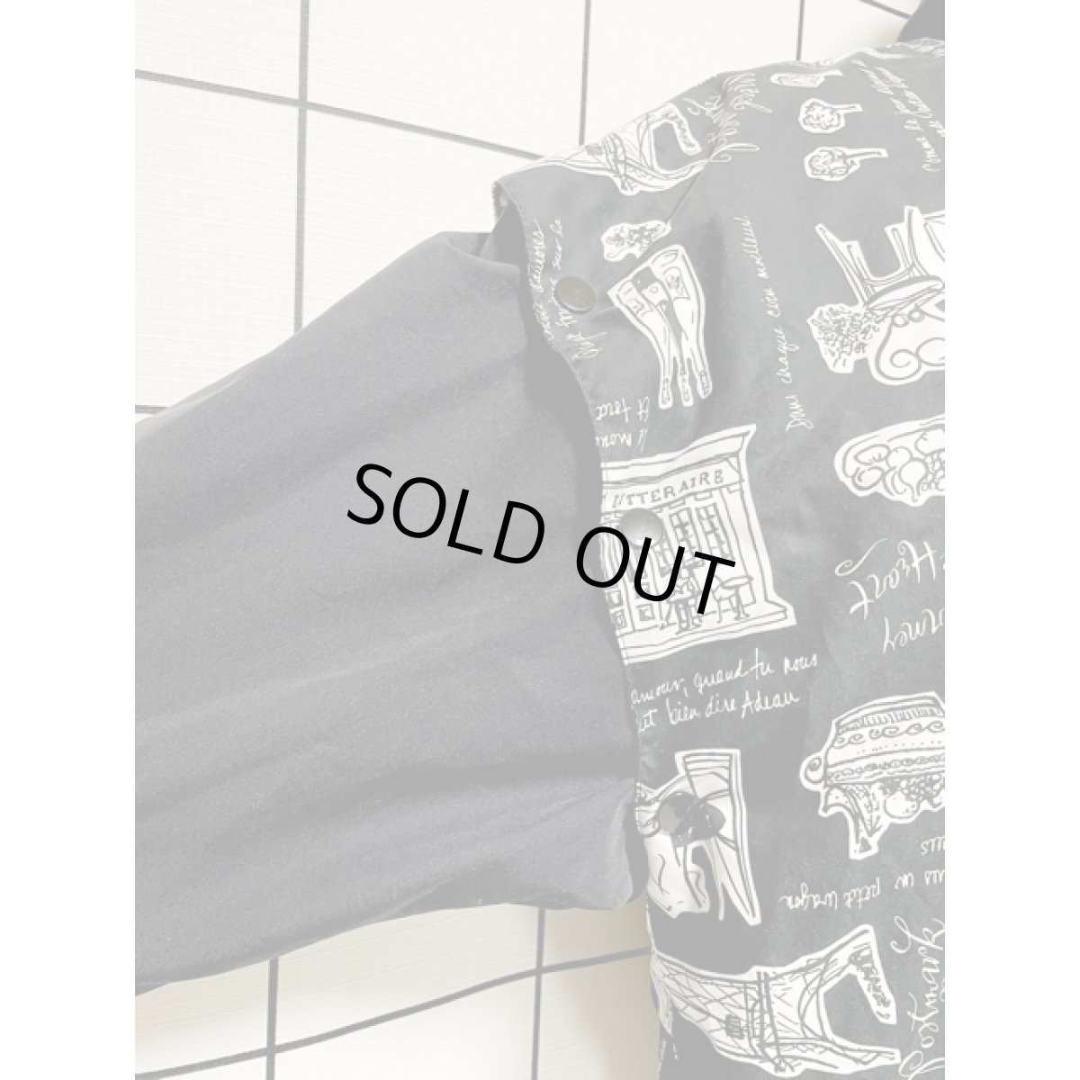 画像8: アート柄 ブラック ホワイト ジップアップ 古着 ジャンパー ブルゾンジャケット (8)