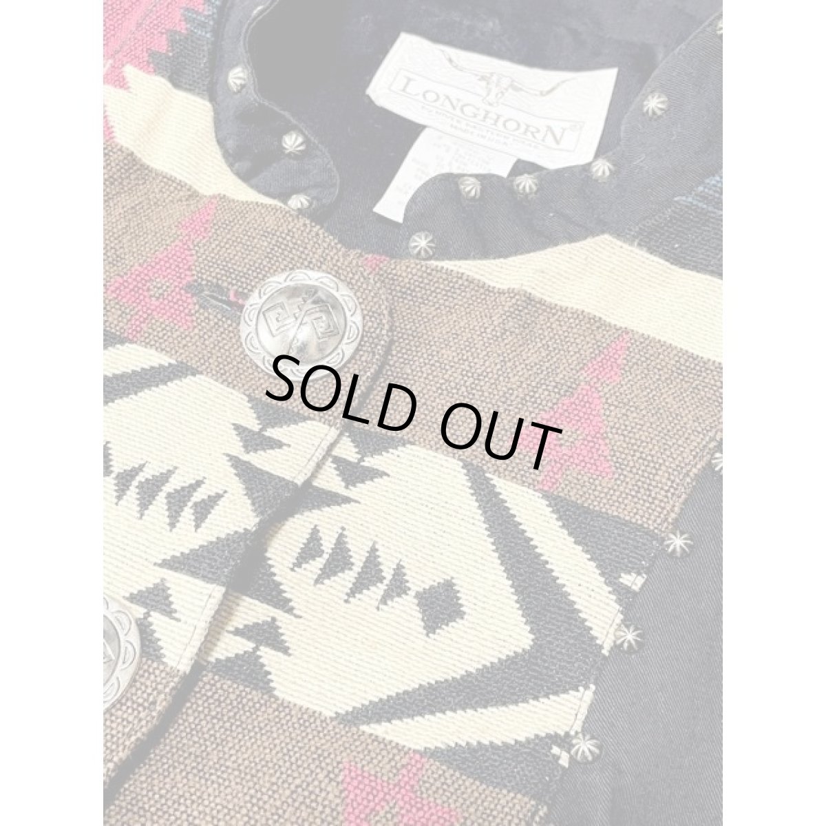 画像9: チマヨ模様 スタッズ ゴブラン フォークロア レトロ USA古着 ベスト (9)