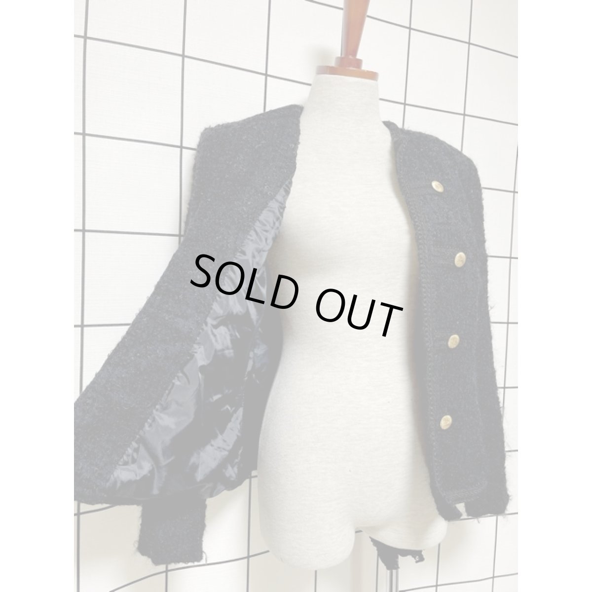 画像9: ブレード装飾 前開き ブラック レトロ USA古着 ヴィンテージジャケット (9)