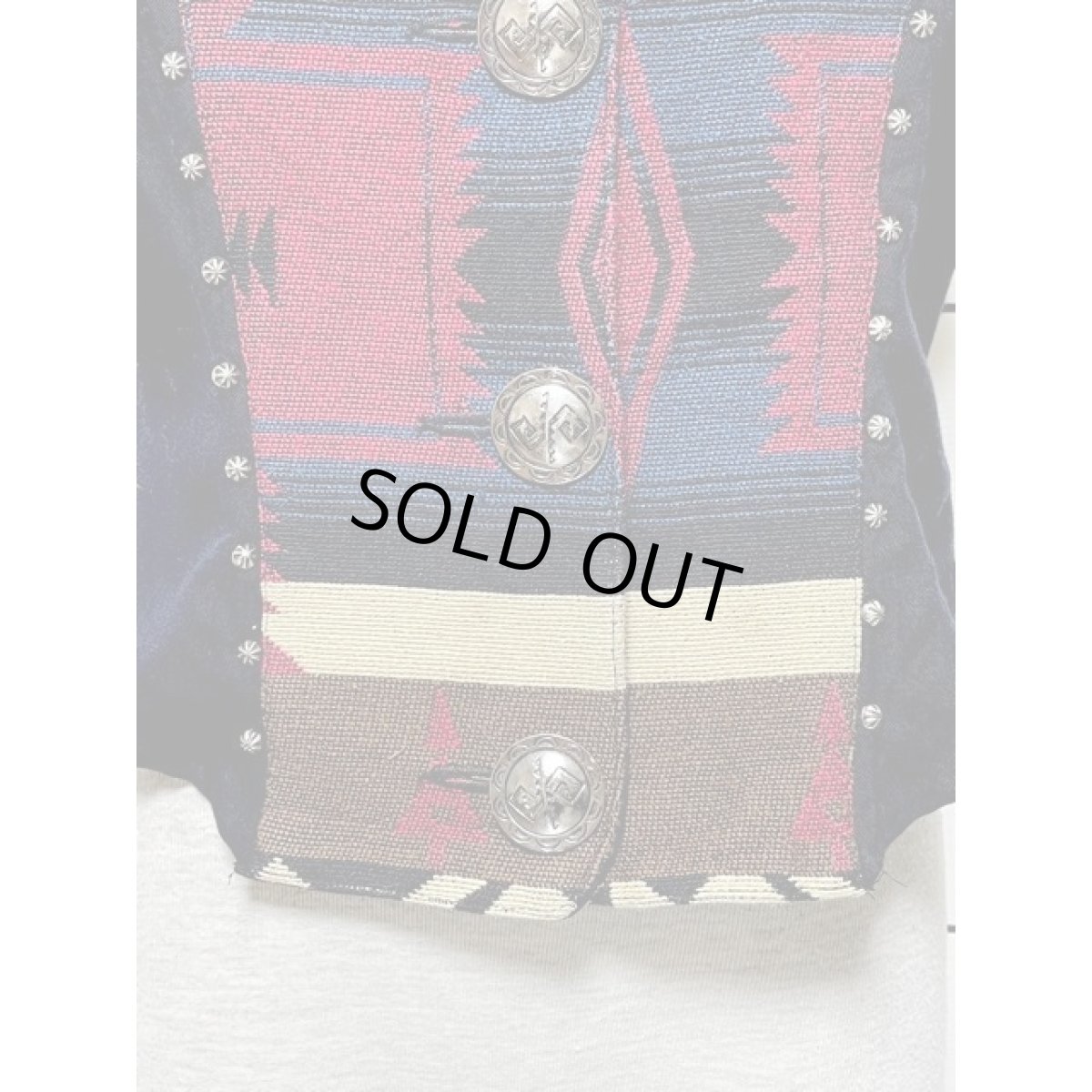 画像8: チマヨ模様 スタッズ ゴブラン フォークロア レトロ USA古着 ベスト (8)