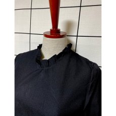 画像6: 昭和レトロ 国産古着 レトロ ワンピース バタフライ ドット 刺繍 長袖 (6)