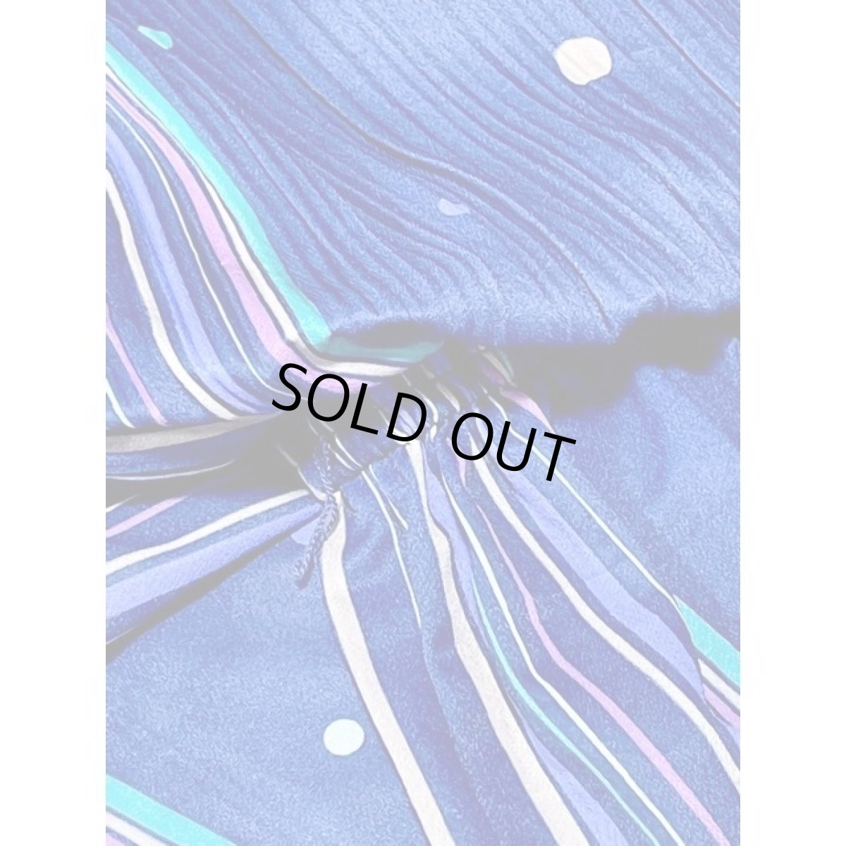 画像13: ドット ボーダー プリーツ ウエストゴム レトロ 長袖 USA古着 ヴィンテージワンピース【V8241】　　 (13)