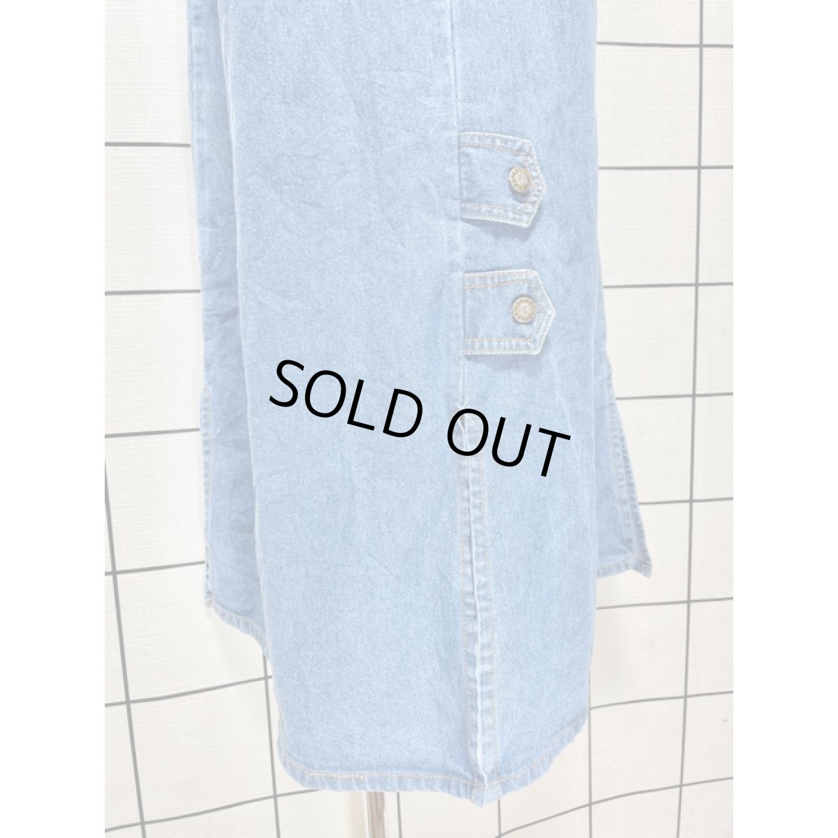 画像6: デニム 刺繍 ノースリーブ レトロ USA古着 ヴィンテージワンピース (6)