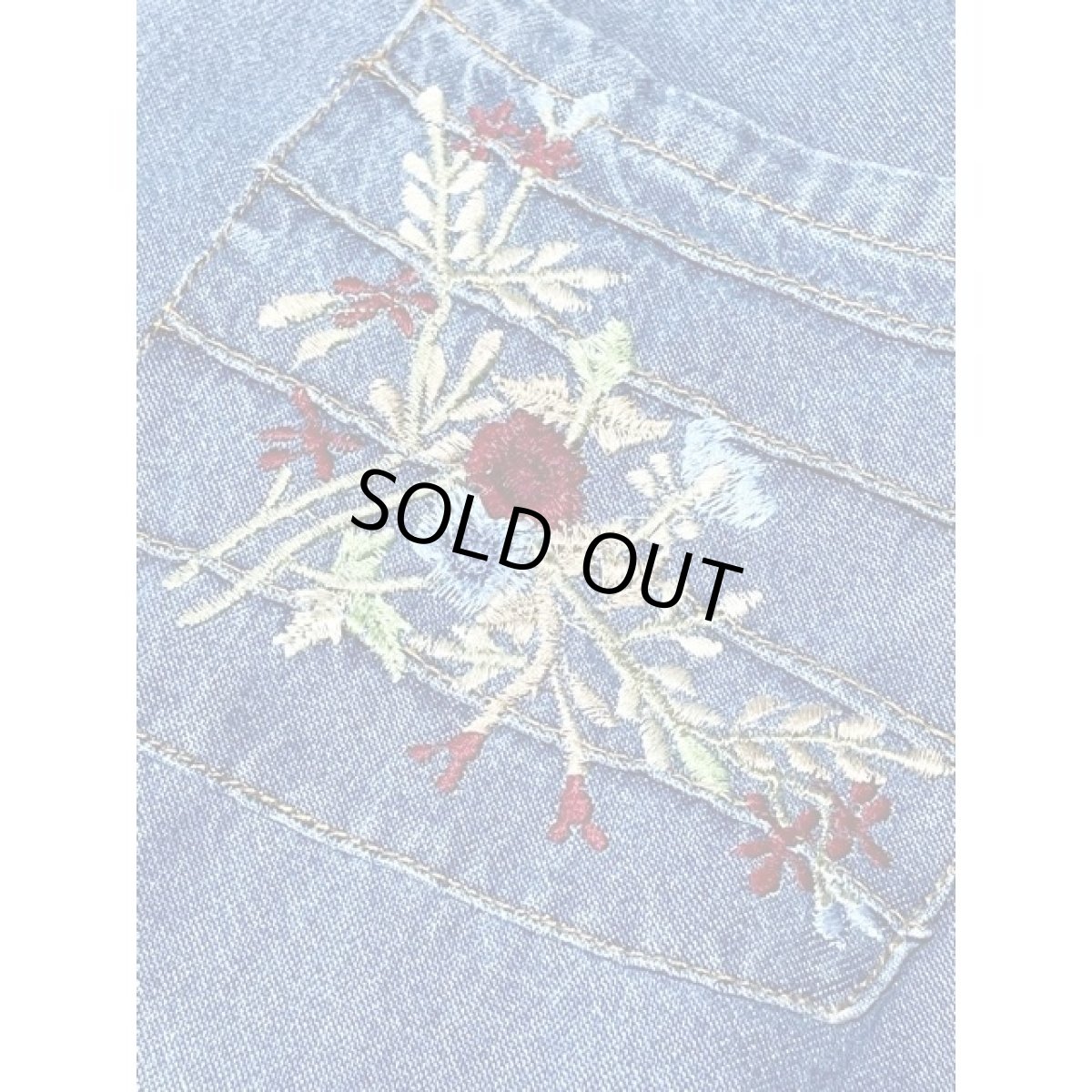 画像15: デニム 刺繍 ノースリーブ レトロ USA古着 ヴィンテージワンピース (15)