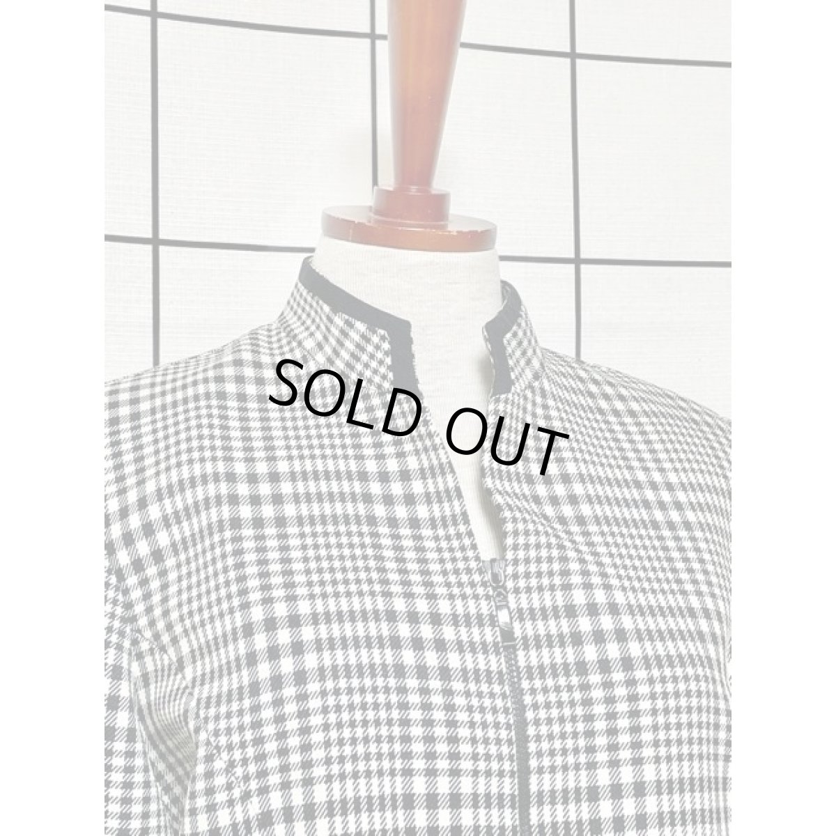 画像3: チェック柄 スタンドカラー フロントジップアップ 古着 レトロジャケット (3)