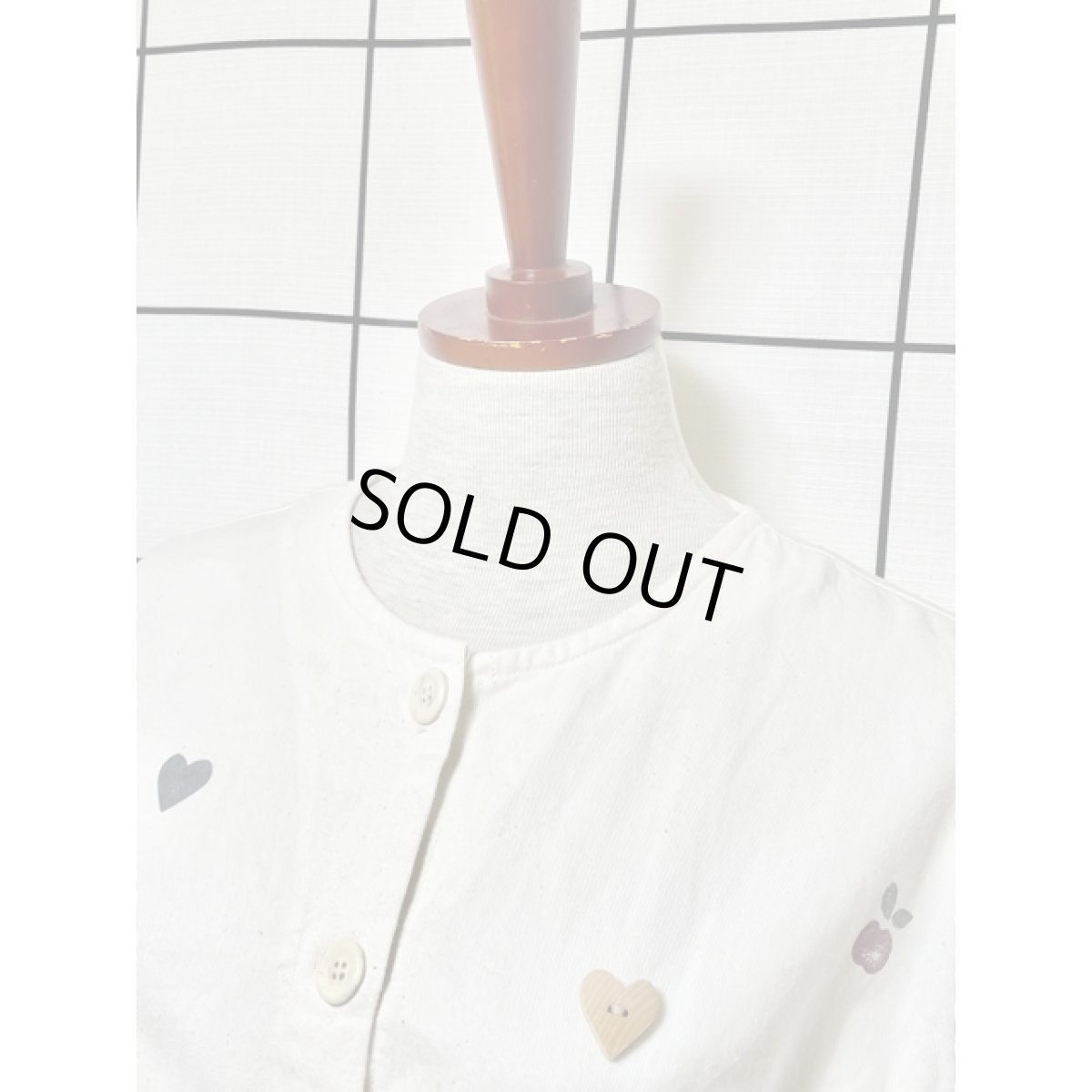 画像8: ハート フルーツ ノーカラー レトロ ヨーロッパ古着 長袖 ヴィンテージ薄手ジャケット (8)