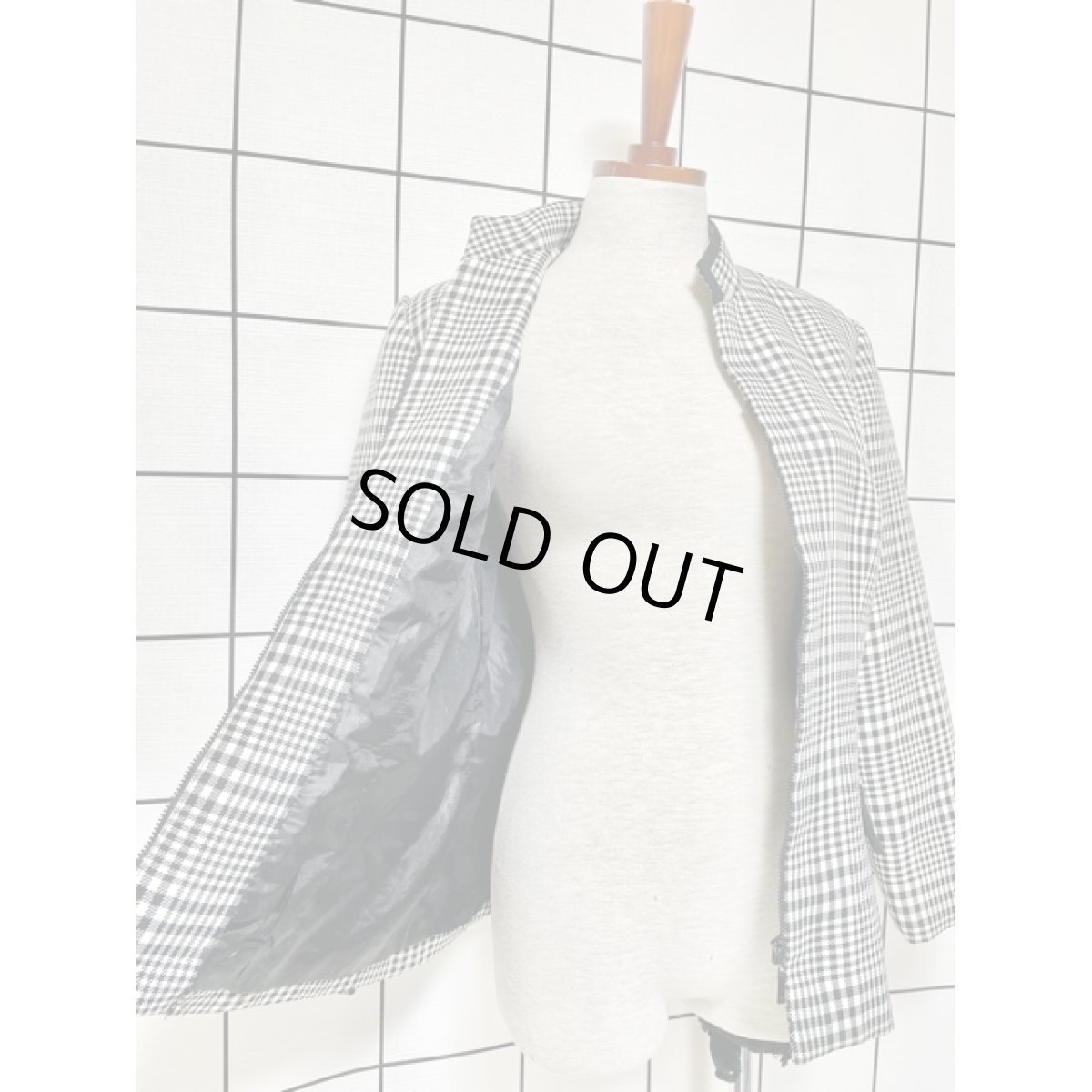 画像9: チェック柄 スタンドカラー フロントジップアップ 古着 レトロジャケット (9)