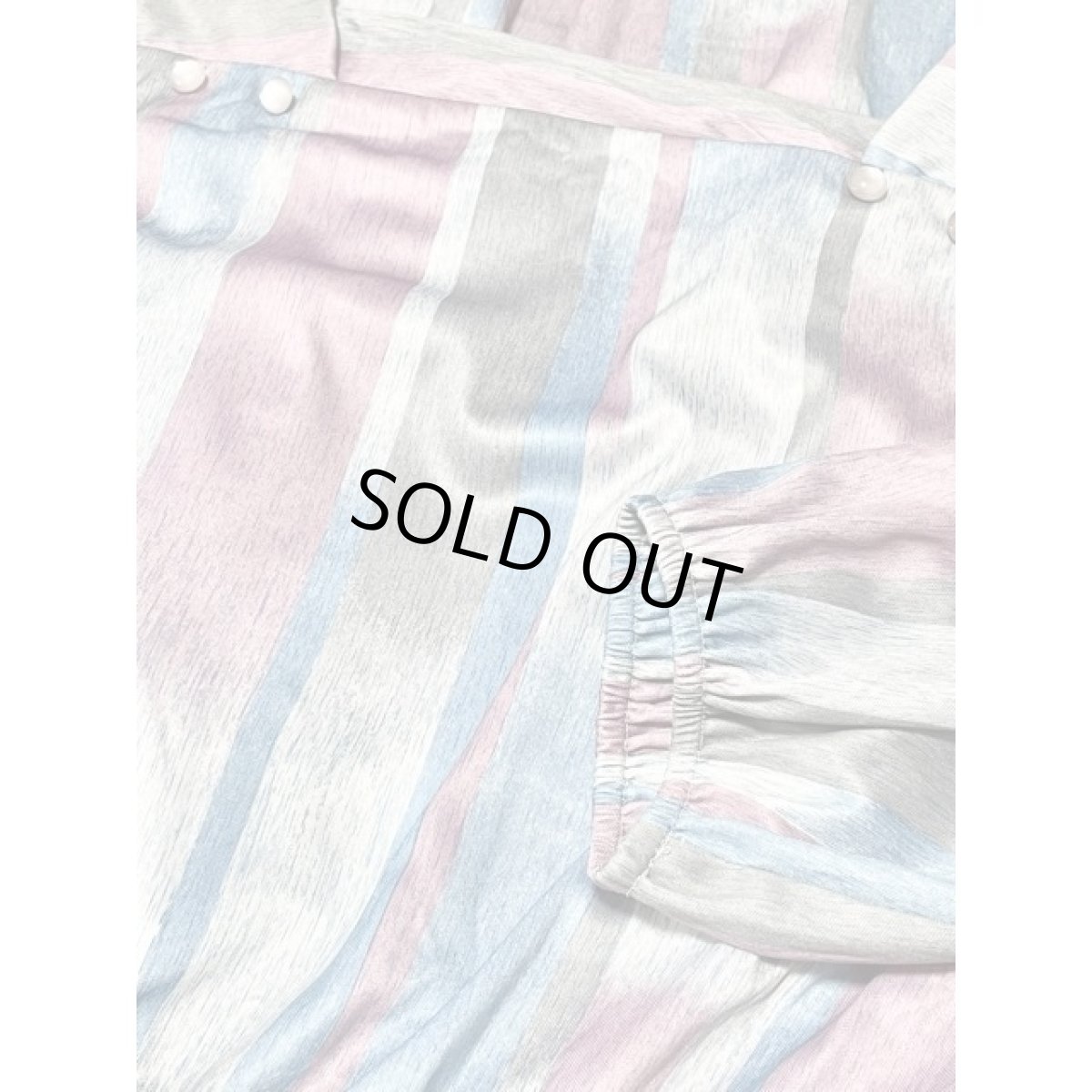 画像11: ストライプ ボーダー プリーツ ウエストゴム レトロ 長袖 USA古着 ヴィンテージドレス【V8255】 (11)