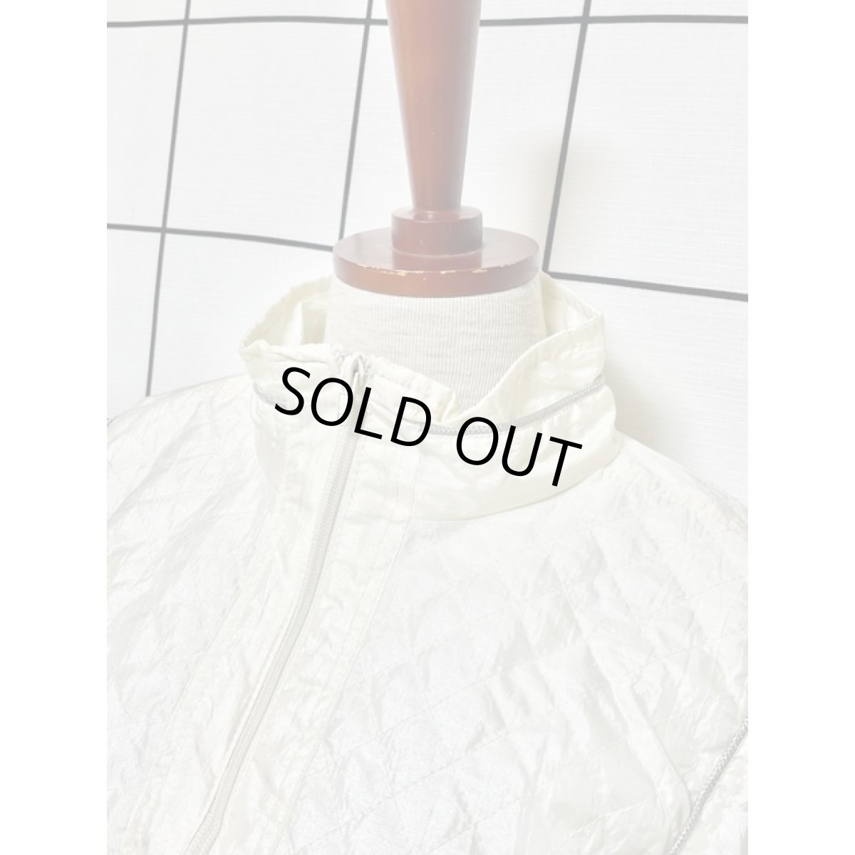 画像7: オフホワイト ジップアップ USA古着 ブルゾン ジャンパー ヴィンテージナイロンジャケット (7)