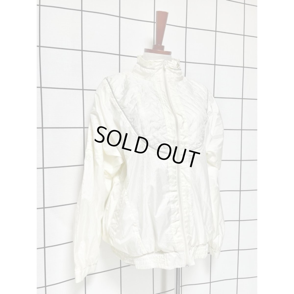 画像6: オフホワイト ジップアップ USA古着 ブルゾン ジャンパー ヴィンテージナイロンジャケット (6)