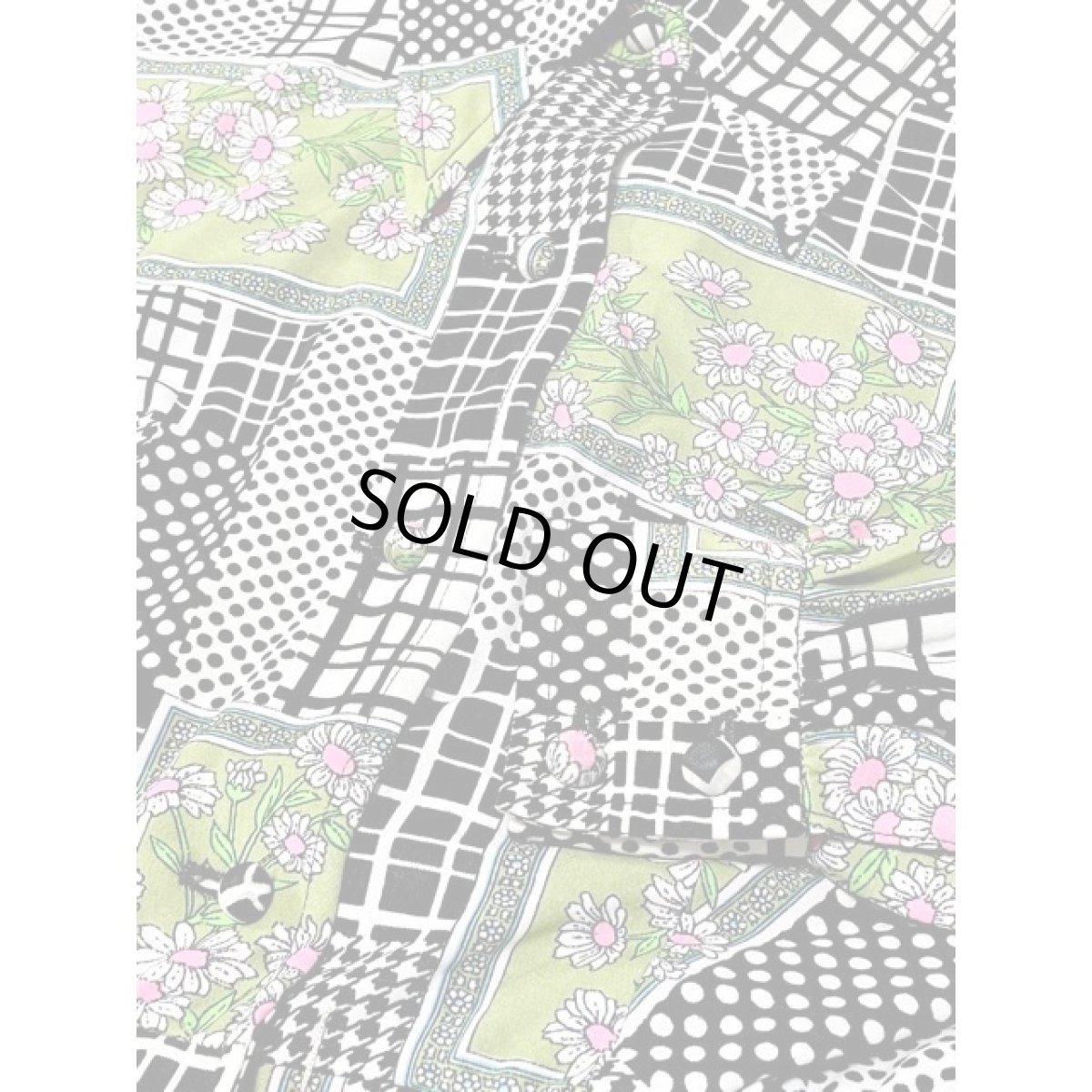 画像10: ストライプ ドット 千鳥格子 花柄 ウエストゴム レディース 長袖 昭和レトロポップ 国産古着 レトロワンピース【8276】 (10)