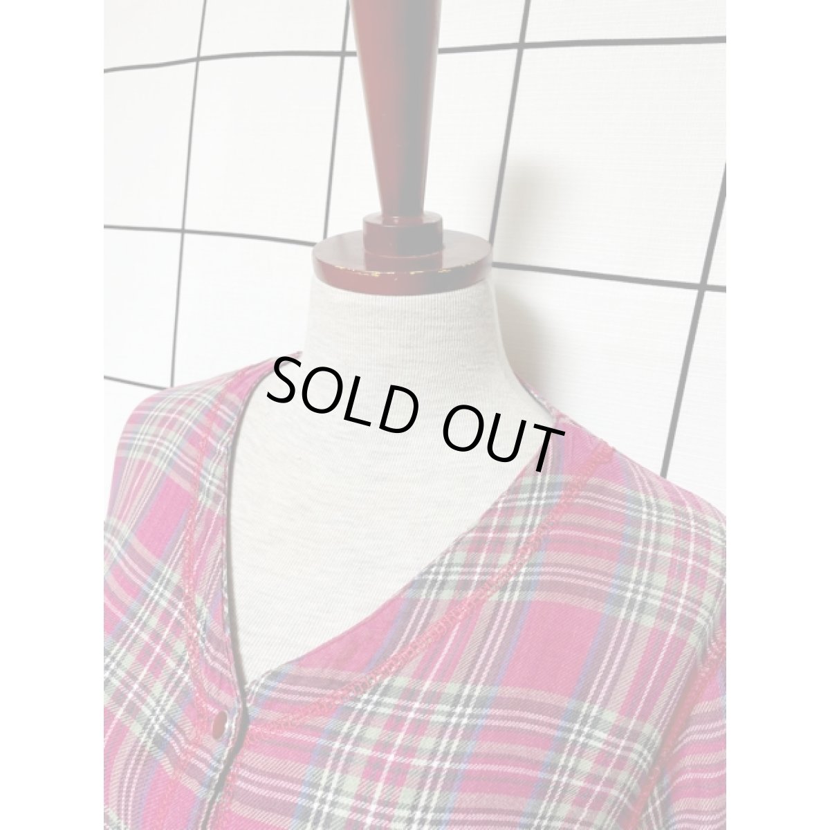 画像8: アメリカ古着 ワンピース ヴィンテージ マドラスチェック 前開き ホック式 レトロ (8)