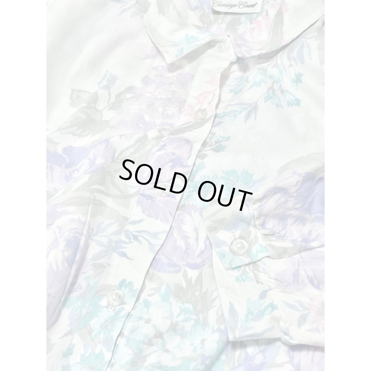 画像11: パステルカラー 花柄 ウエストゴム レトロ 長袖 USA古着 ヴィンテージワンピース【8298】 (11)