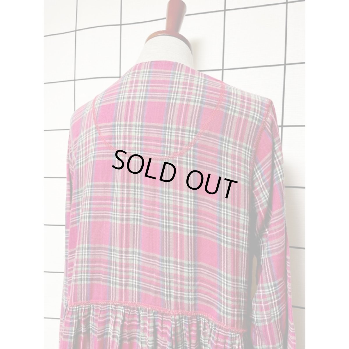 画像6: アメリカ古着 ワンピース ヴィンテージ マドラスチェック 前開き ホック式 レトロ (6)