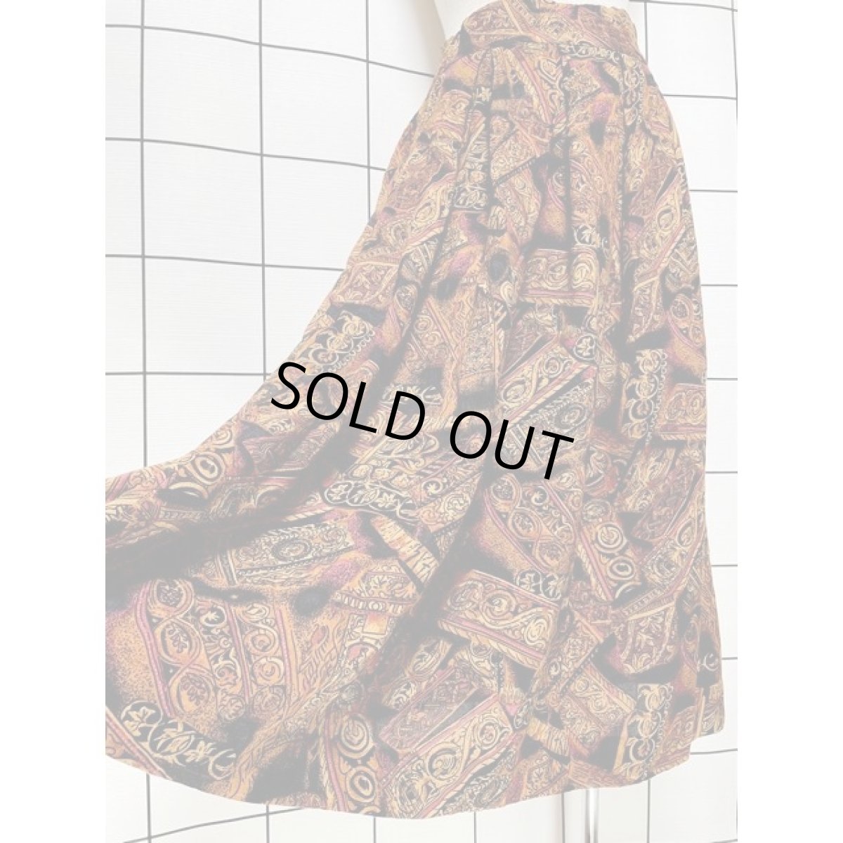 画像4: スカーフ柄 ウエストゴム レトロ USA古着 ヴィンテージスカート【V8310】 (4)