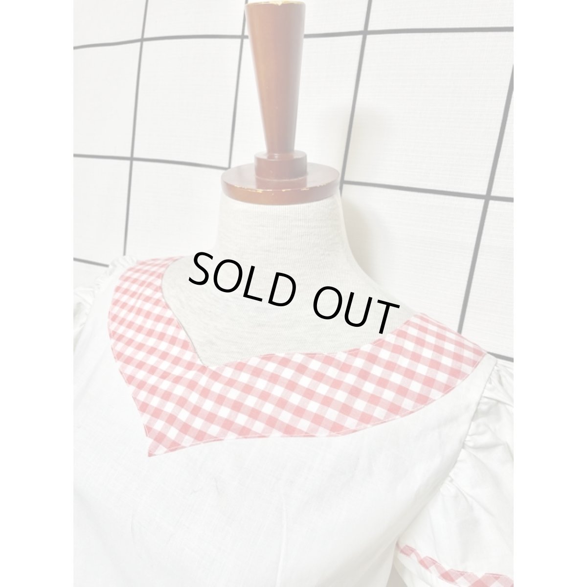 画像8: ギンガムチェック ティアード 切り替えし パフスリーブ レトロ USA古着 ヴィンテージワンピース (8)