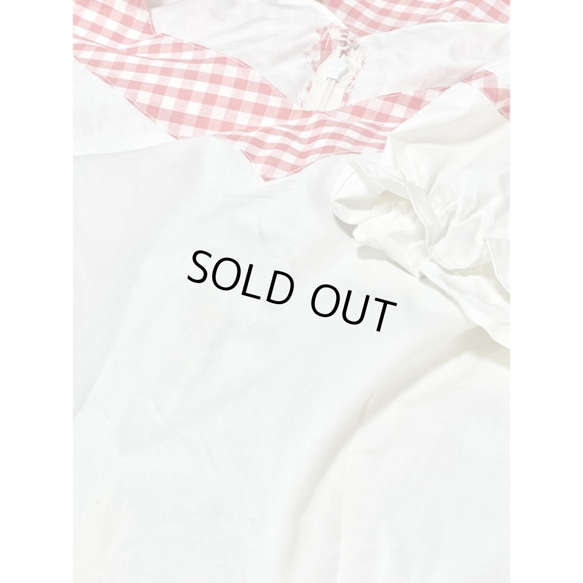 画像12: ギンガムチェック ティアード 切り替えし パフスリーブ レトロ USA古着 ヴィンテージワンピース (12)