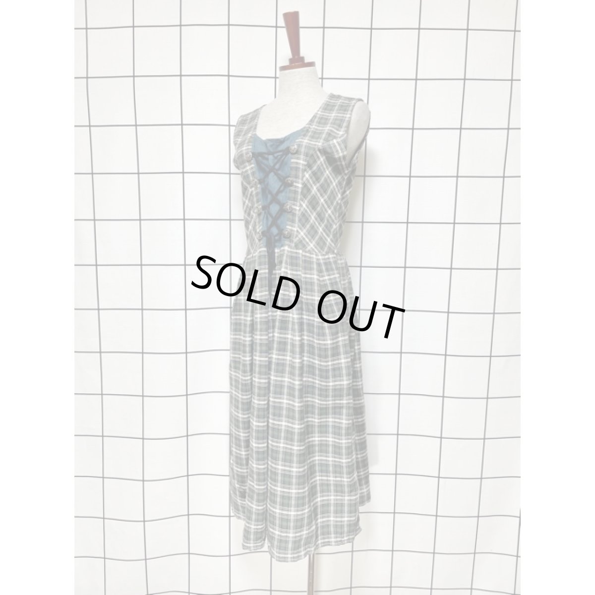 画像2: チロルワンピース チェック フロントリボン ドイツ民族衣装 オクトーバーフェスト (2)