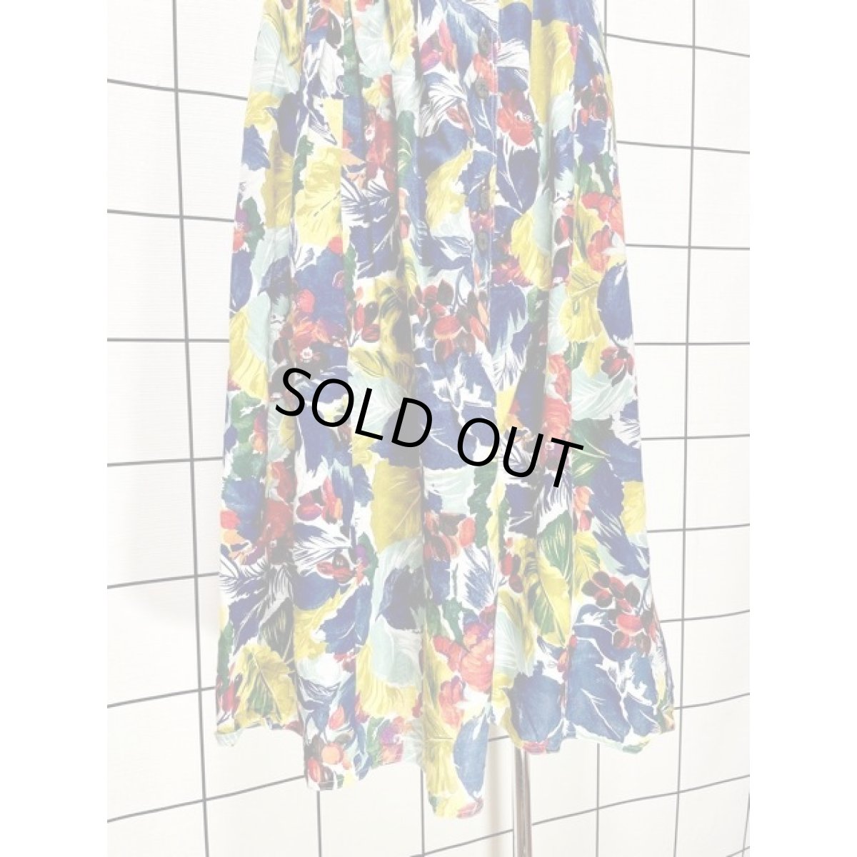 画像6: アート調 ボタニカル柄 前開き ウエストゴム レトロ ヨーロッパ古着 ヴィンテージ スカート (6)