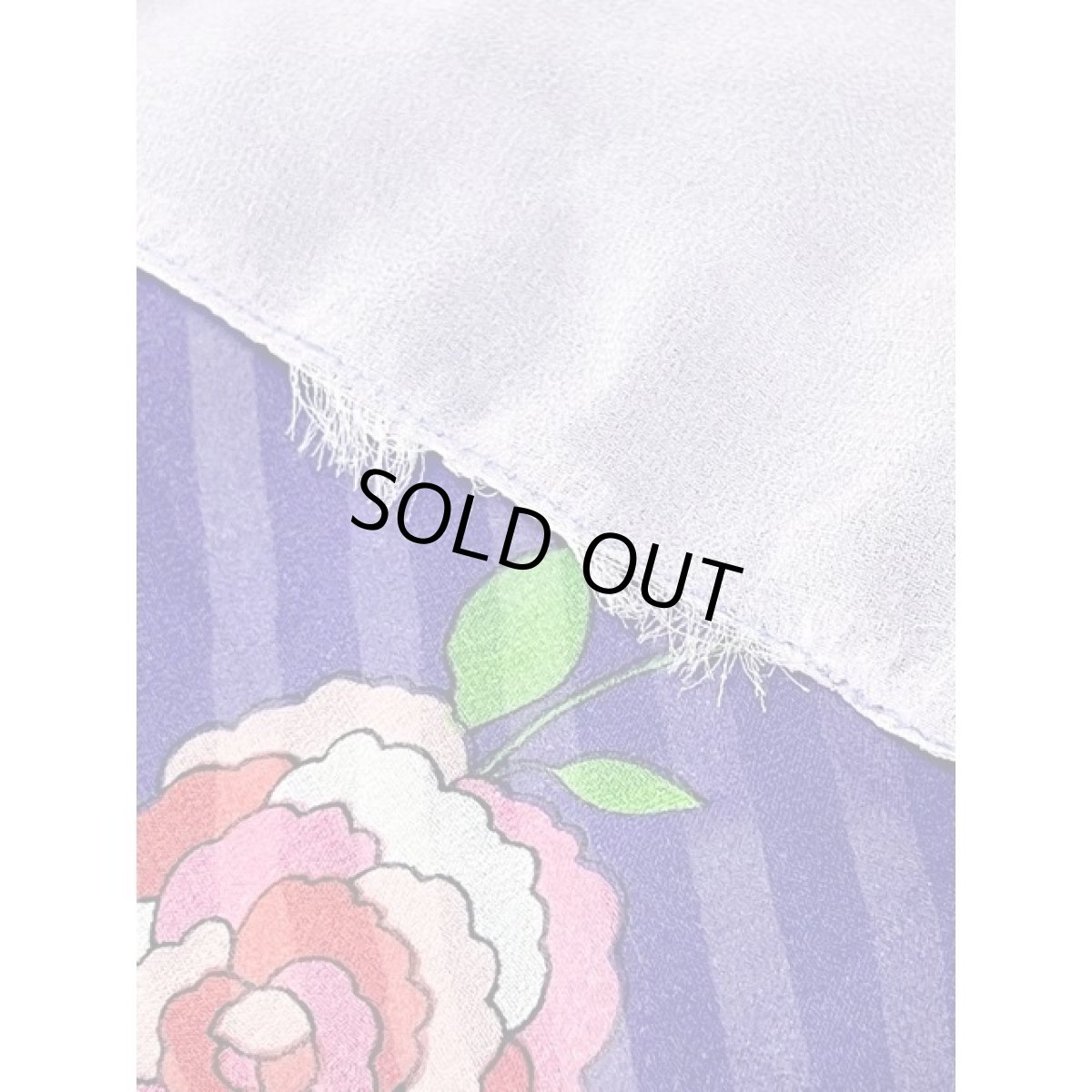 画像14: 花柄 斜めストライプ パープル シア ハイネック レトロ 長袖 昭和レトロ 国産古着 レトロワンピース 【V8360】 (14)