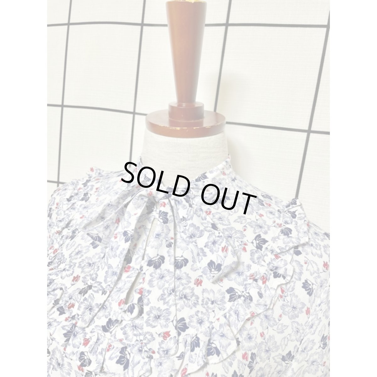 画像7: ヨーロッパ古着 ワンピース ヴィンテージ イングランド フリル リボン 花柄 長袖 (7)