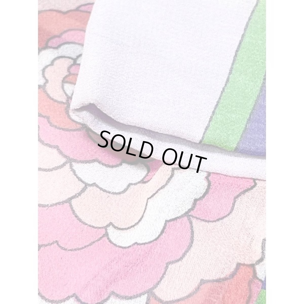 画像13: 花柄 斜めストライプ パープル シア ハイネック レトロ 長袖 昭和レトロ 国産古着 レトロワンピース 【V8360】 (13)