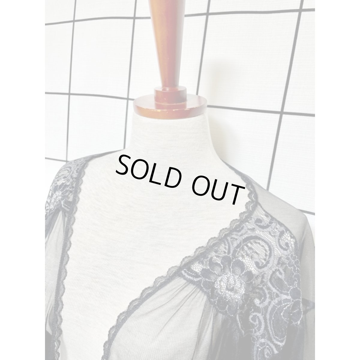 画像7: 羽織り 前開き レース ブラック 黒 長袖 レトロ ヨーロッパ古着 ヴィンテージ レースロングカーディガン (7)