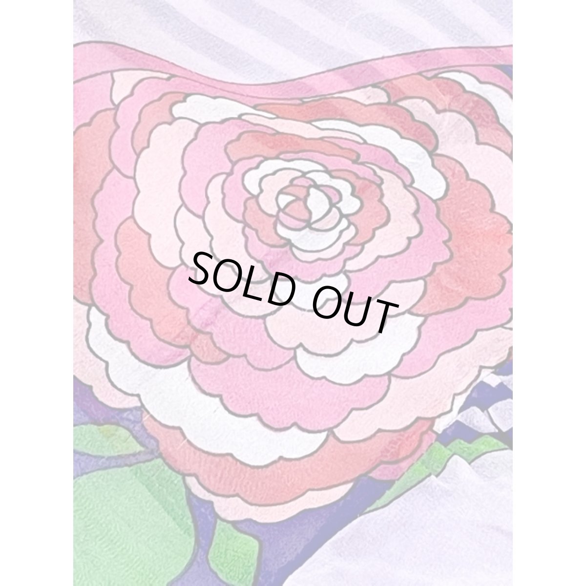 画像11: 花柄 斜めストライプ パープル シア ハイネック レトロ 長袖 昭和レトロ 国産古着 レトロワンピース 【V8360】 (11)