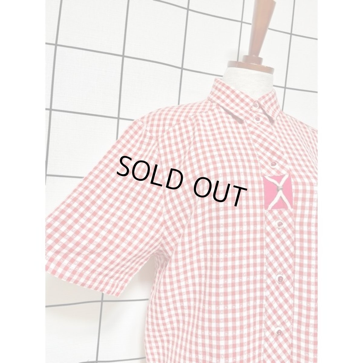 画像4: チェック柄 フロントブレード レッド ホワイト ディアンドル チロルブラウス ドイツ民族衣装 舞台 演奏会 フォークダンス オクトーバーフェスト (4)