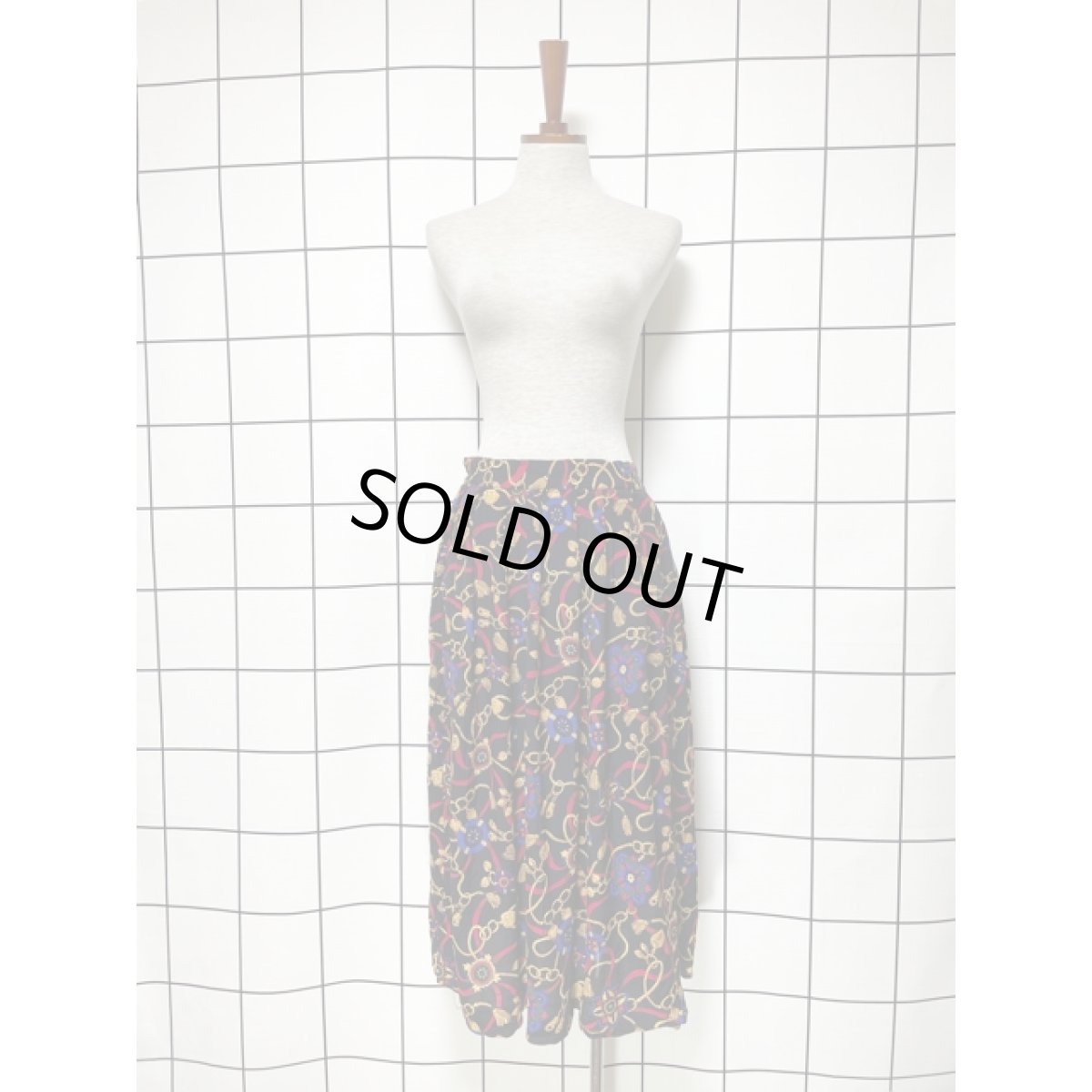 画像3: Talbots タルボット スカーフ柄 フリンジ柄 レトロ USA古着 ヴィンテージスカート (3)