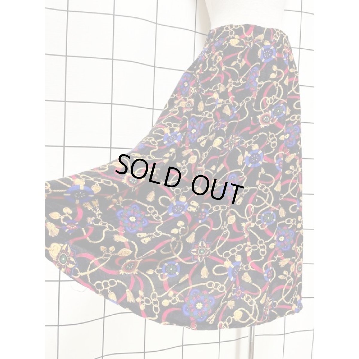 画像4: Talbots タルボット スカーフ柄 フリンジ柄 レトロ USA古着 ヴィンテージスカート (4)