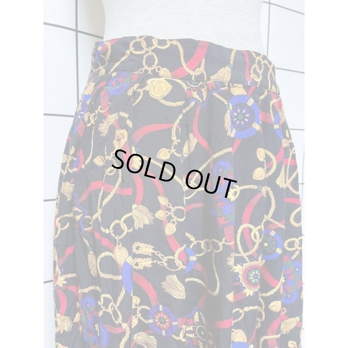 画像2: Talbots タルボット スカーフ柄 フリンジ柄 レトロ USA古着 ヴィンテージスカート (2)