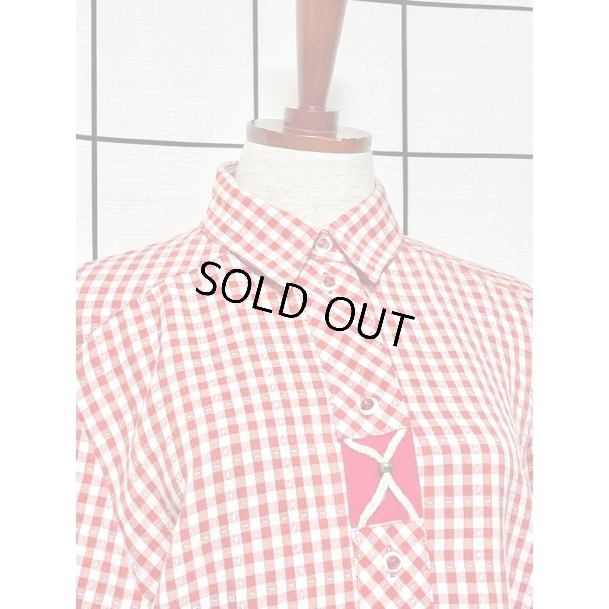 画像3: チェック柄 フロントブレード レッド ホワイト ディアンドル チロルブラウス ドイツ民族衣装 舞台 演奏会 フォークダンス オクトーバーフェスト (3)