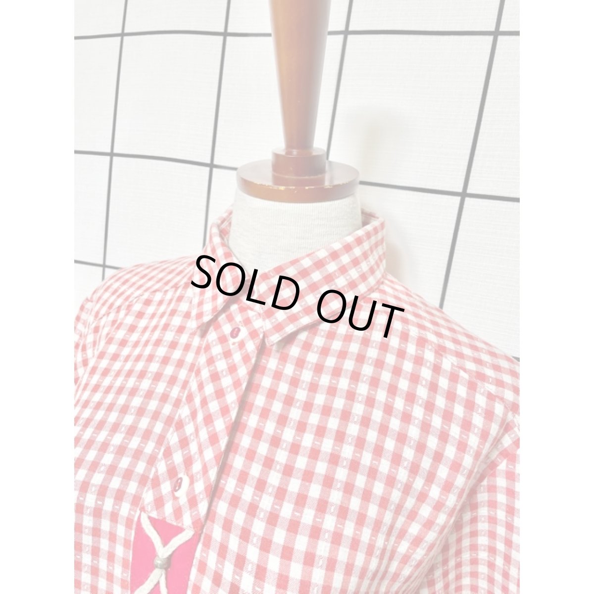 画像7: チェック柄 フロントブレード レッド ホワイト ディアンドル チロルブラウス ドイツ民族衣装 舞台 演奏会 フォークダンス オクトーバーフェスト (7)