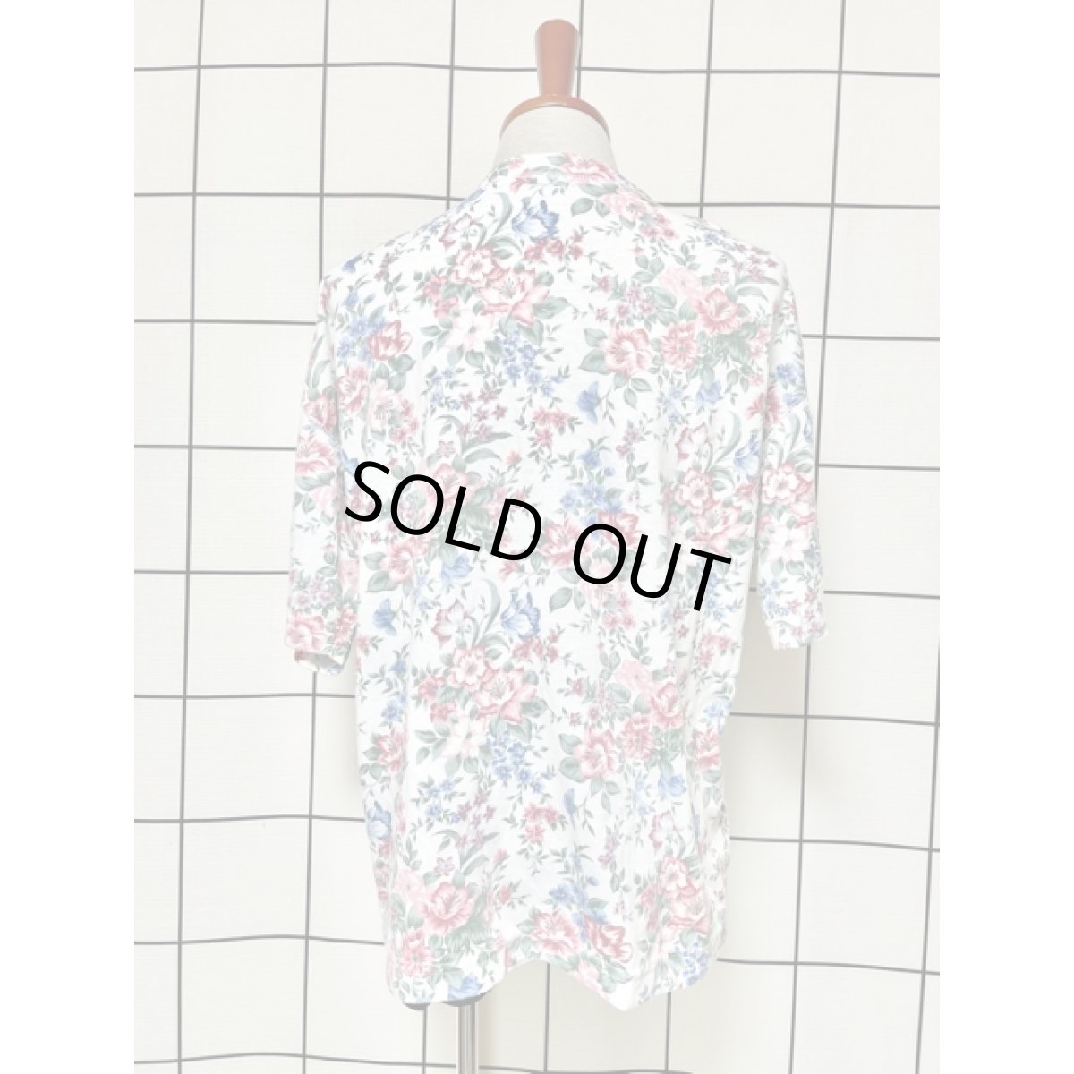 画像5: アンティークフラワー柄 ホワイト USA古着 半袖 シャツ ブラウス ヴィンテージトップス (5)