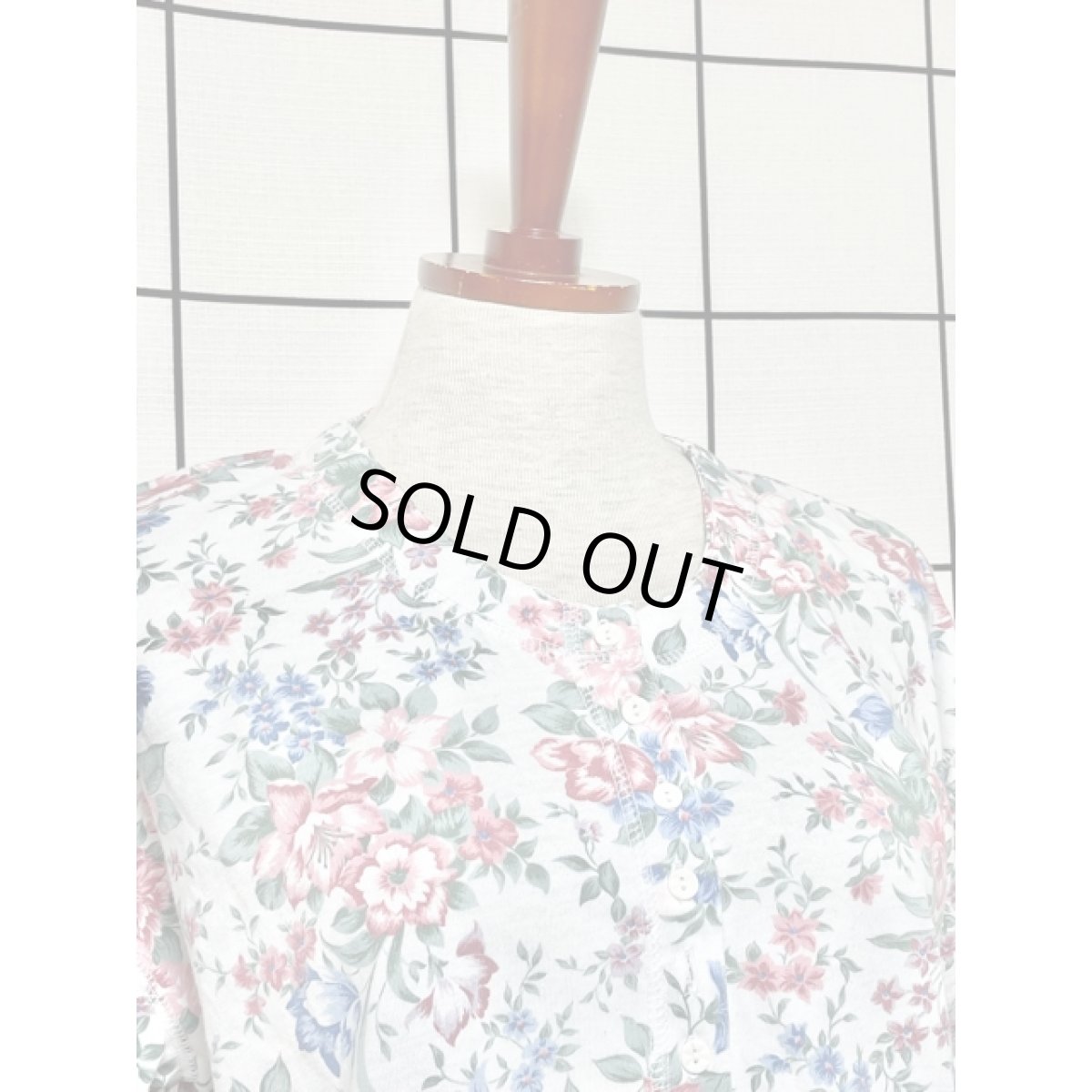 画像3: アンティークフラワー柄 ホワイト USA古着 半袖 シャツ ブラウス ヴィンテージトップス (3)