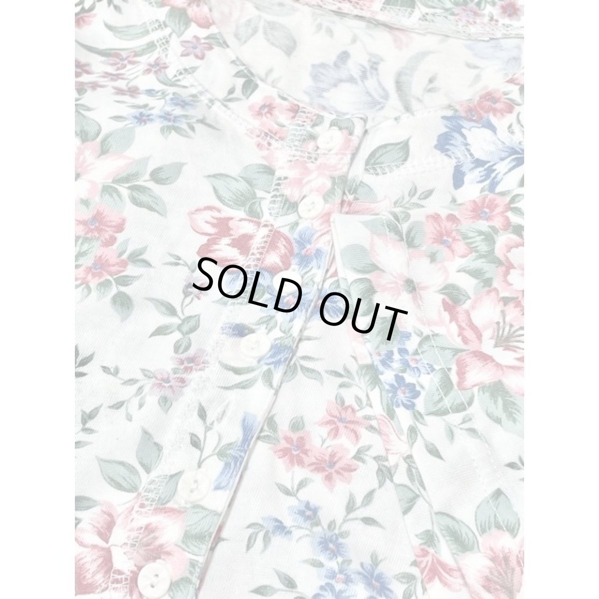 画像9: アンティークフラワー柄 ホワイト USA古着 半袖 シャツ ブラウス ヴィンテージトップス (9)