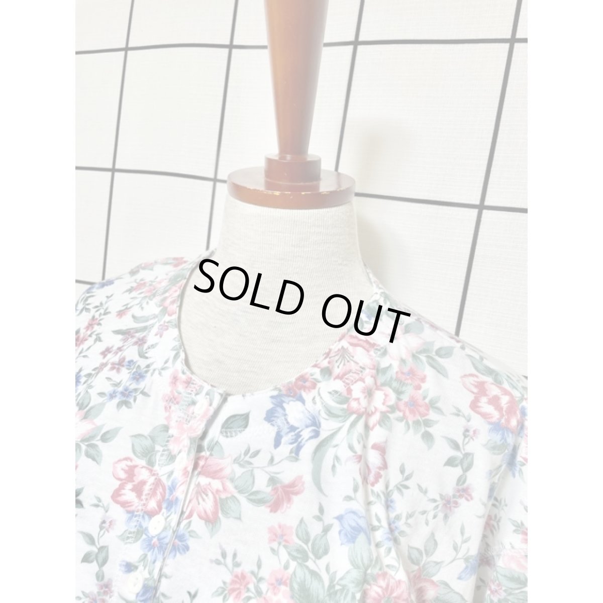 画像7: アンティークフラワー柄 ホワイト USA古着 半袖 シャツ ブラウス ヴィンテージトップス (7)