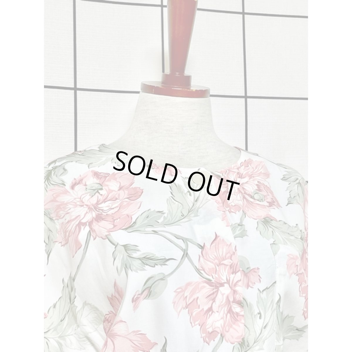 画像3: アンティークフラワー柄 ホワイト ウエストゴム クラシカル 半袖 レトロ USA古着 ヴィンテージワンピース【V8387】 (3)