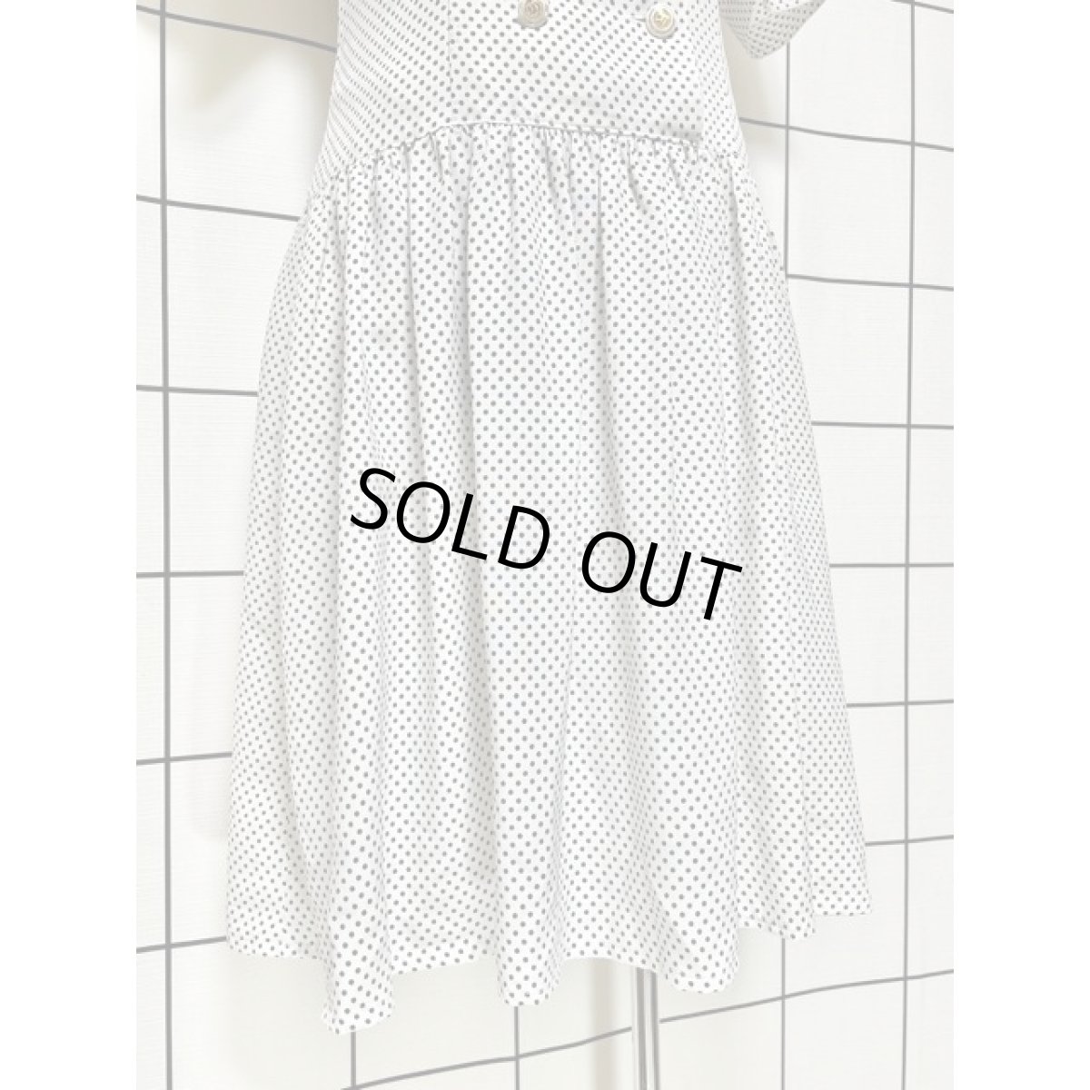 画像10: ドット ホワイト ブラック ビッグカラー 半袖 レトロ USA古着 ヴィンテージワンピース (10)